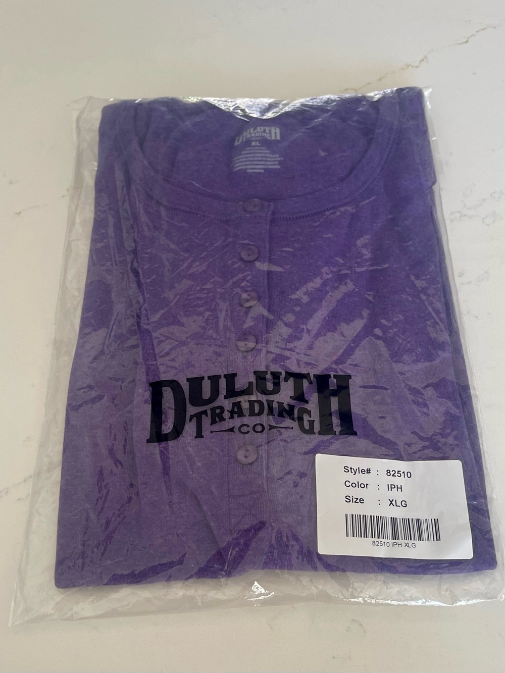 Duluth Trading Co Women’s Heather Purple Henley Short Sleeve Tee Top, Size XL - Picture 9 of 9